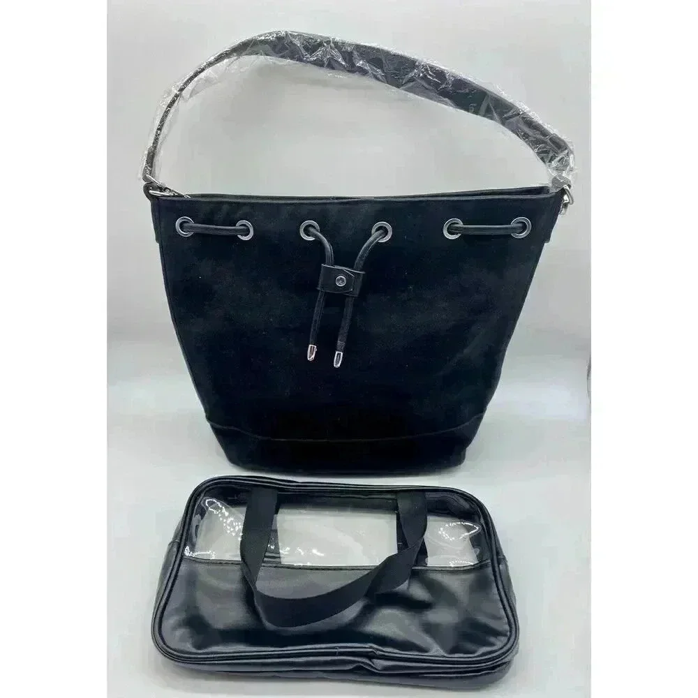AFKOMST Bucket Bag Women’s Drawstring Hobo Cosmetic Bag Black 11”H x‎ 10”L x 5”W